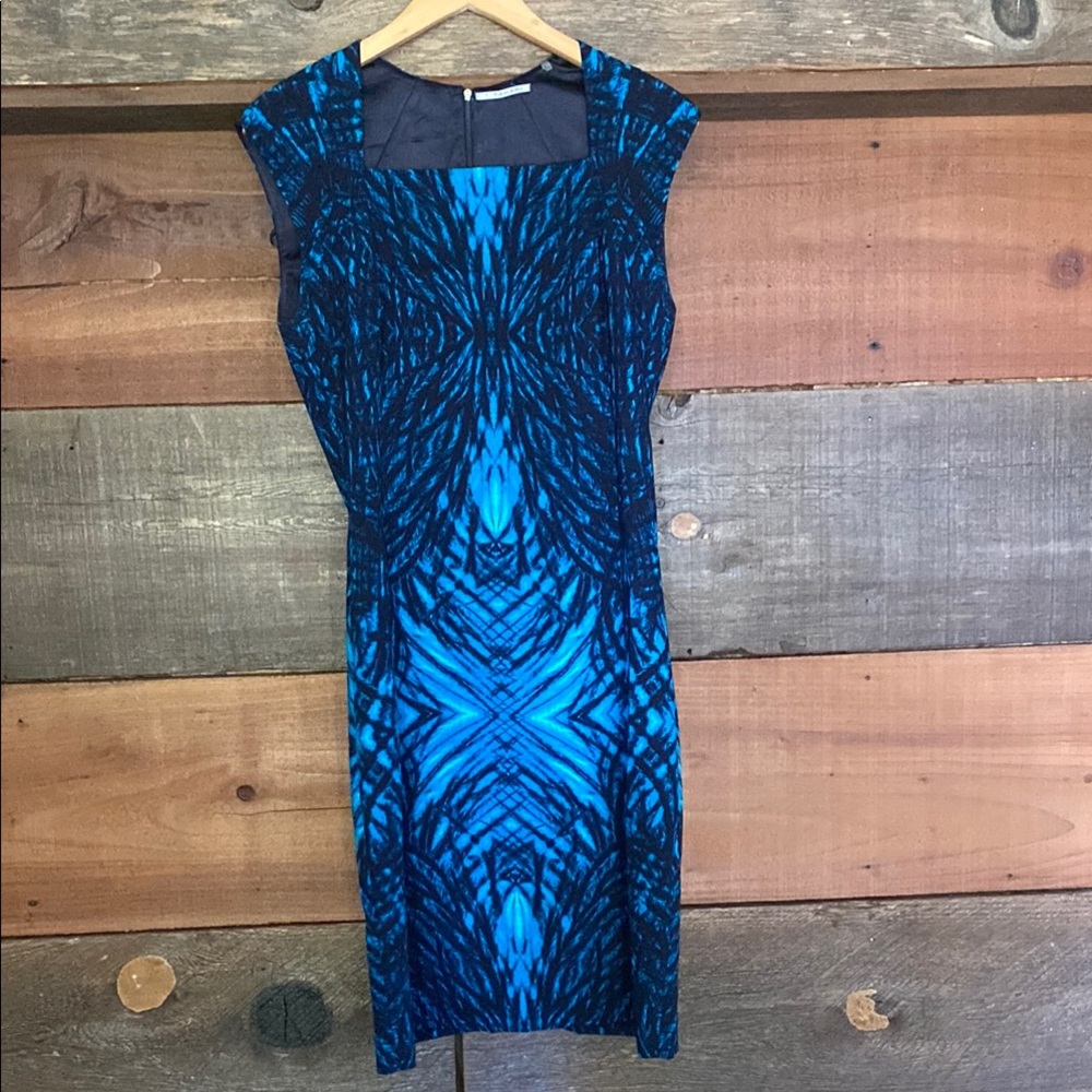 Tahari Blue Patterned Dress